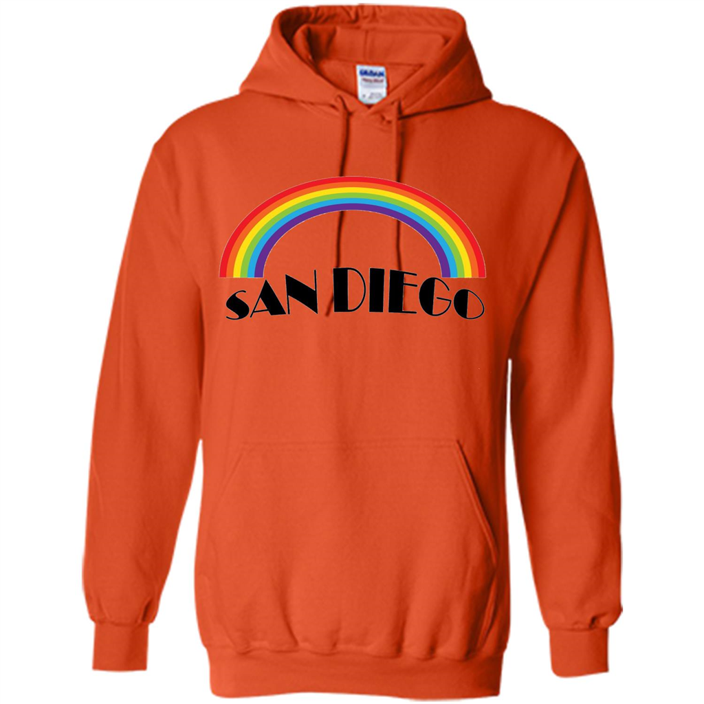 LGBTQ. San Diego LGBT Pride Rainbow T-shirt Orange
