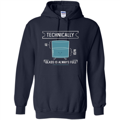 Technically Glass Is Always Full T-Shirt 50 Water 50 Air Navy