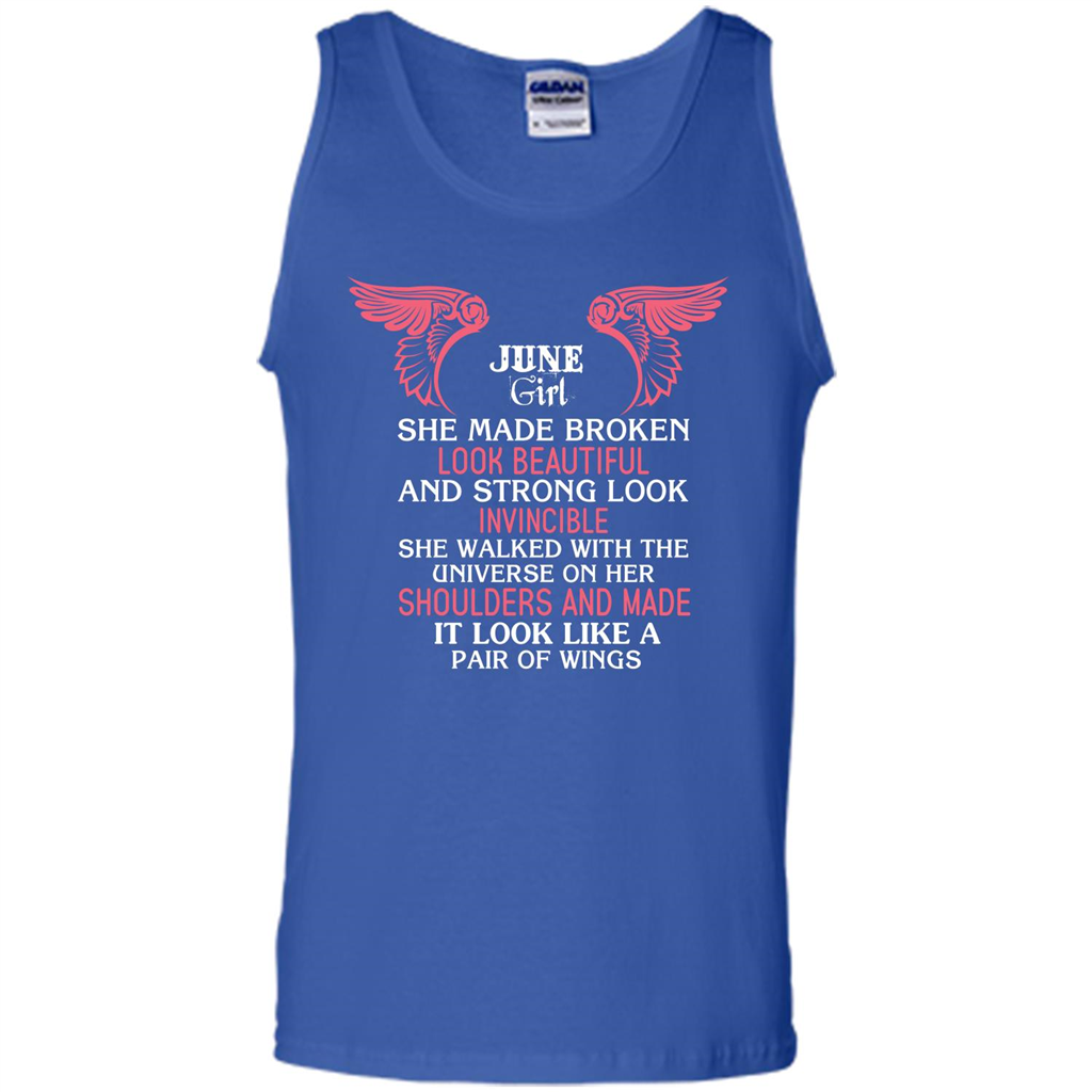 June Girl She Made Broken Look Beautiful T-shirt Royal