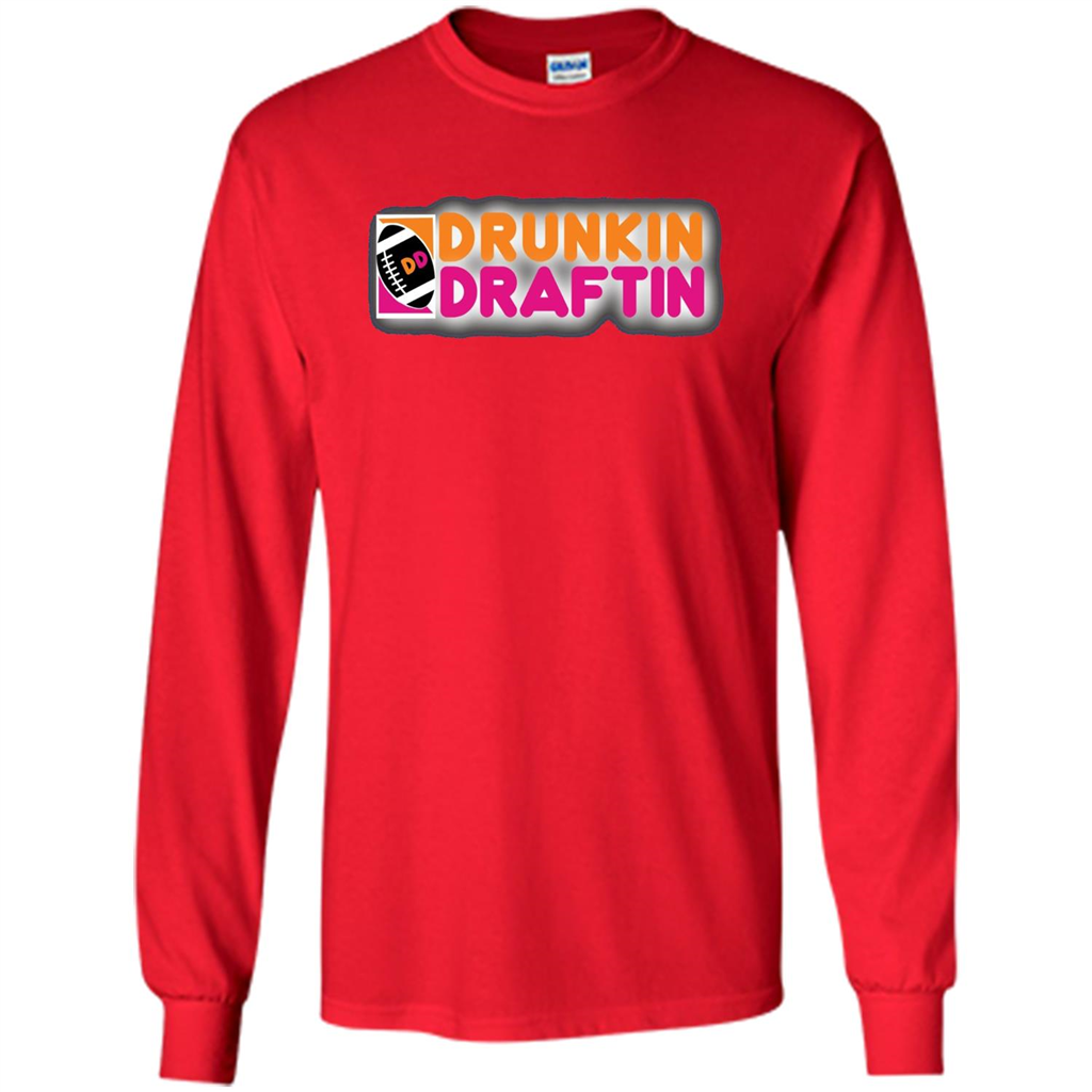 Drunkin' Draftin' T-shirt Funny Fantasy Football Draft T-shirt Red
