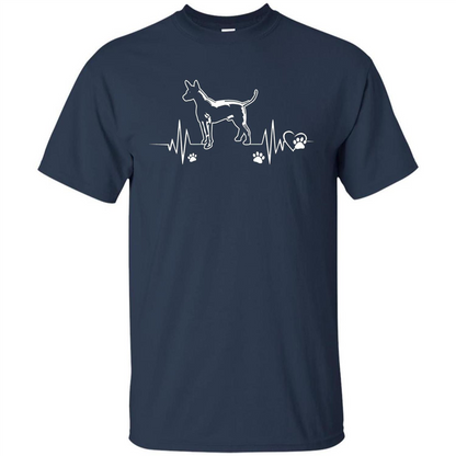 Heartbeat Mexican Hairless Dog T-shirt Heartbeat Paw Dogs Navy
