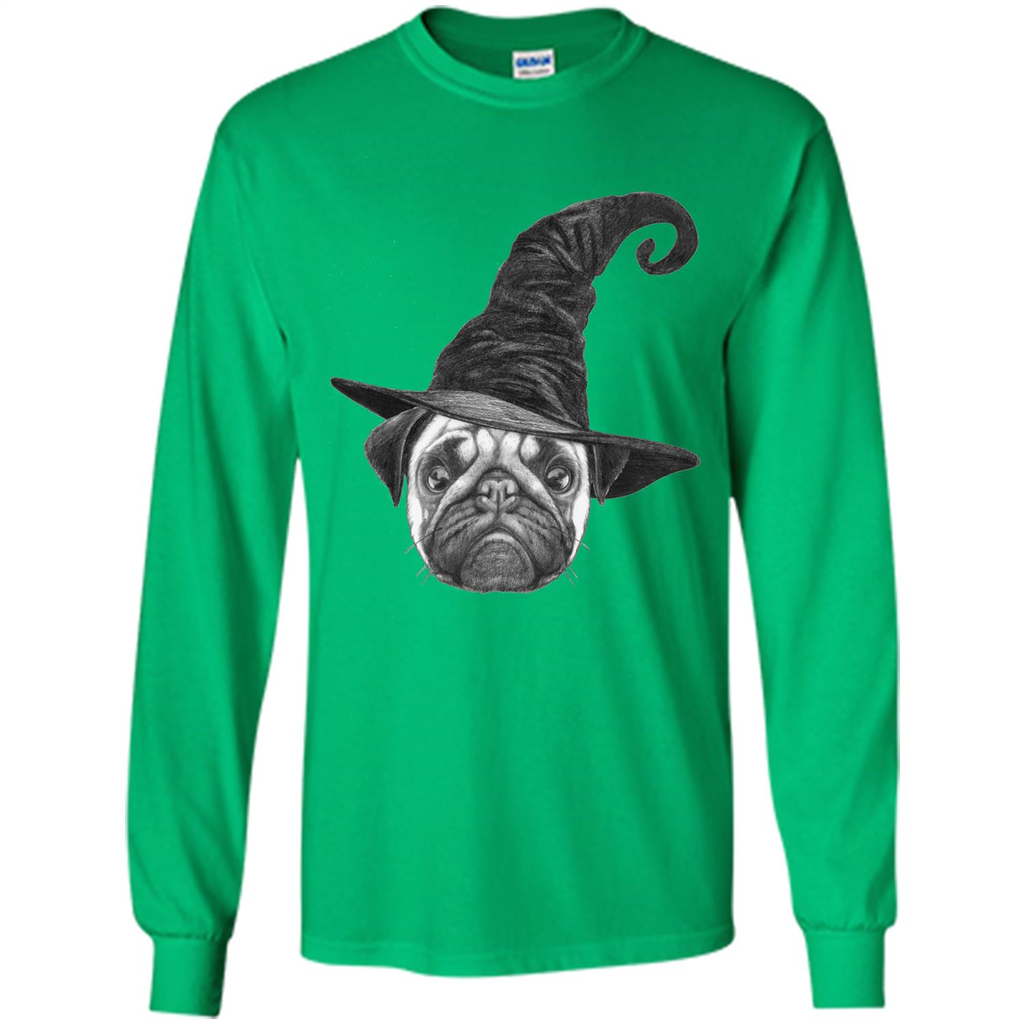 Pug Lover T-shirt Pug In Witch Hat Halloween T-Shirt