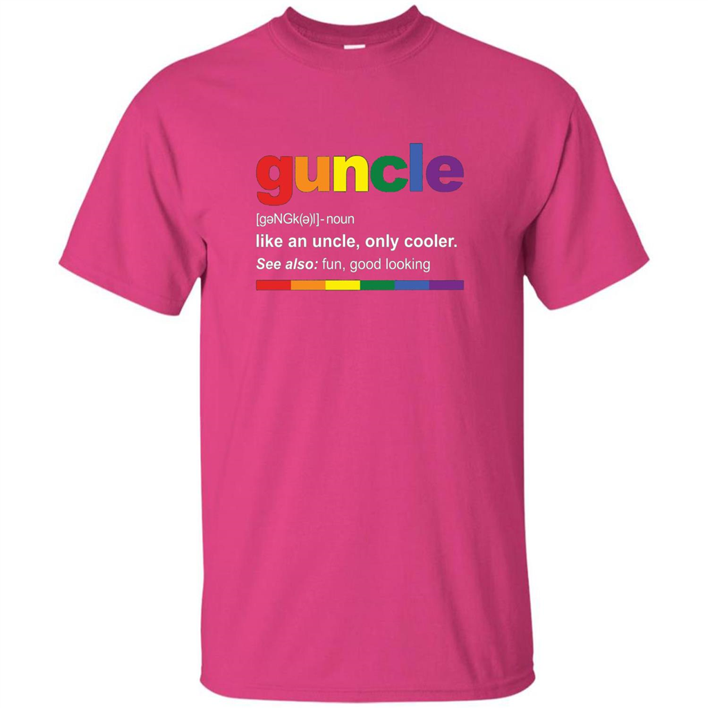 Mens Rainbow Guncle Definition T-Shirt Funny Gift For Gay Uncle Heliconia