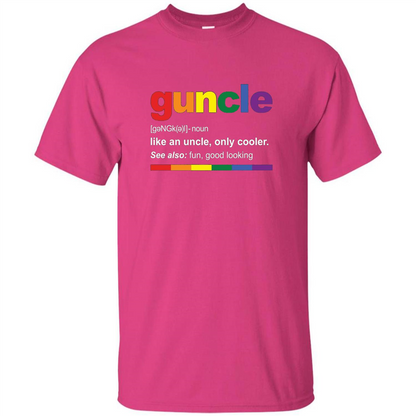 Mens Rainbow Guncle Definition T-Shirt Funny Gift For Gay Uncle Heliconia