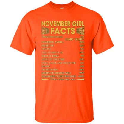 November Girl Facts T-shirt Birthday Gift T-shirt Orange