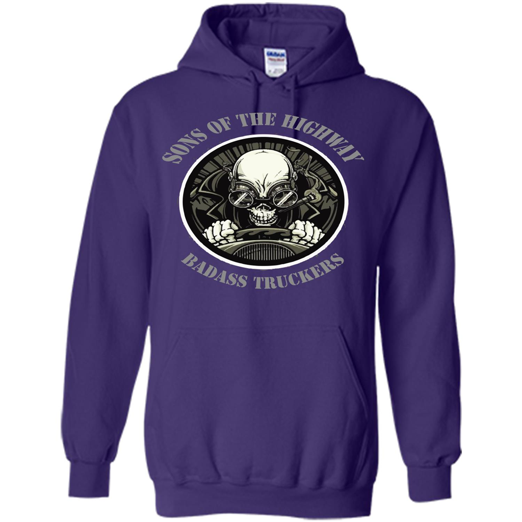 Trucker T-shirt Sons Of The Highway Badass Truckers T-shirt Purple