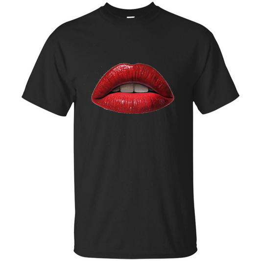 Red Lips T-shirt with Red Lips Art T-shirt Black