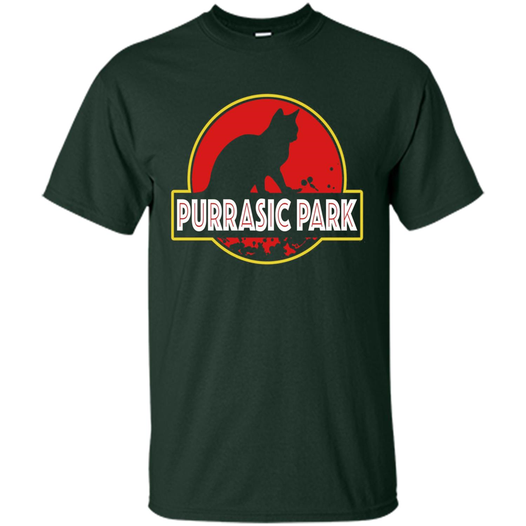 Funny Kitty Cat Graphic T-shirt Purrasic Park Cat T-Shirt Forest Green