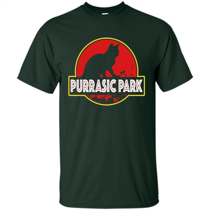 Funny Kitty Cat Graphic T-shirt Purrasic Park Cat T-Shirt Forest Green