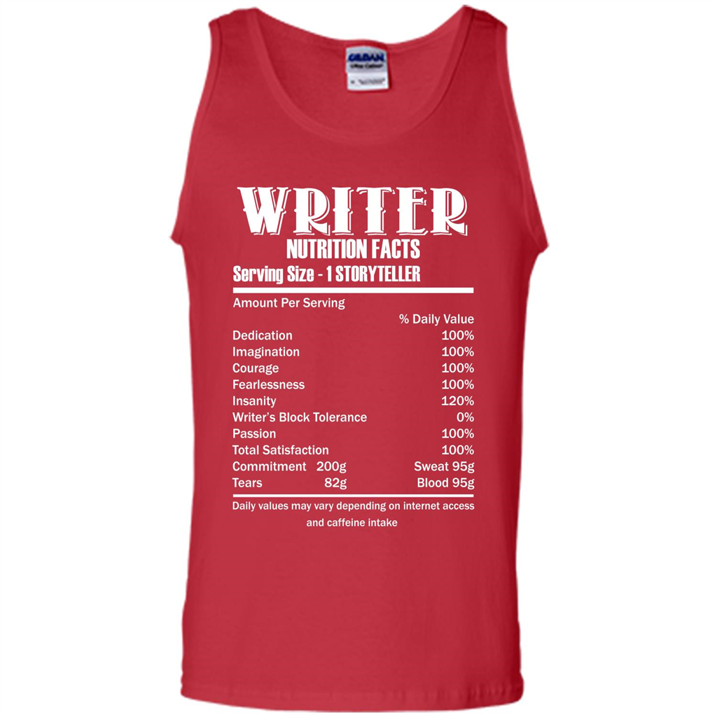 Writer Nutrition Facts Serving Size T-shirt Red