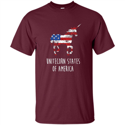 Unicorn T-shirt Unitecorn States of America Funny 4th of July Maroon