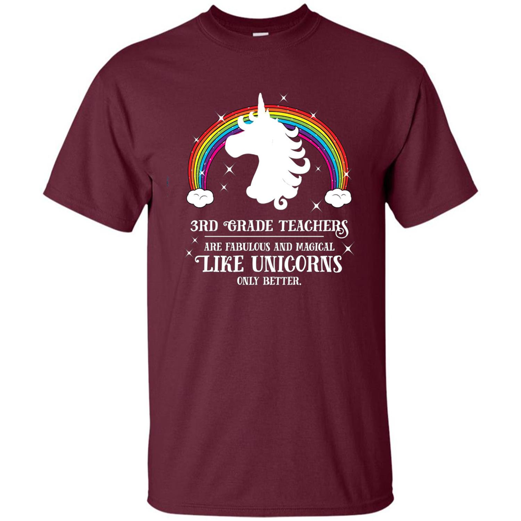 Third Grade T-shirt 3rd Grade Teachers Fabulous Unicorn T-shirt Maroon