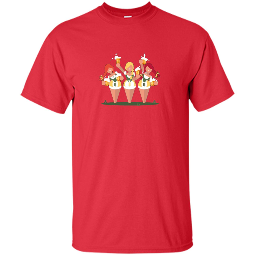 Girls with Steins Beers Oktoberfest T-shirt Red