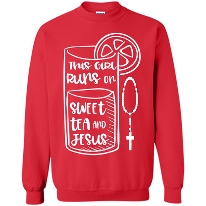 Christian T-shirt This Girl Runs on Sweet Tea and Jesus T-shirt Red