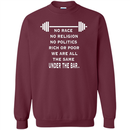 No Hate Weightlifting T-shirt No Race No Religion No Politics Rich Or Poor Maroon