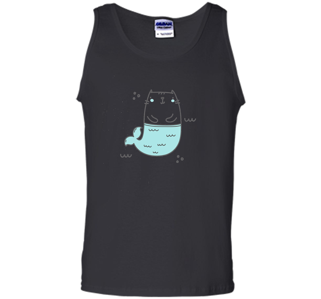 MerKitty Mermaid Cat Girls Shirt Blue shirt Black