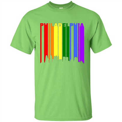 Philadelphia PA Downtown Rainbow LGBT Gay Pride T-shirt Lime