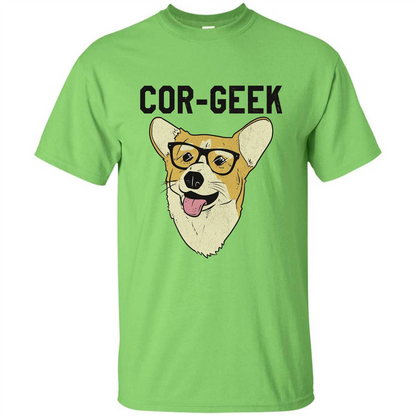 Cor-Geek Funny Corgi Nerd T-shirt Lime