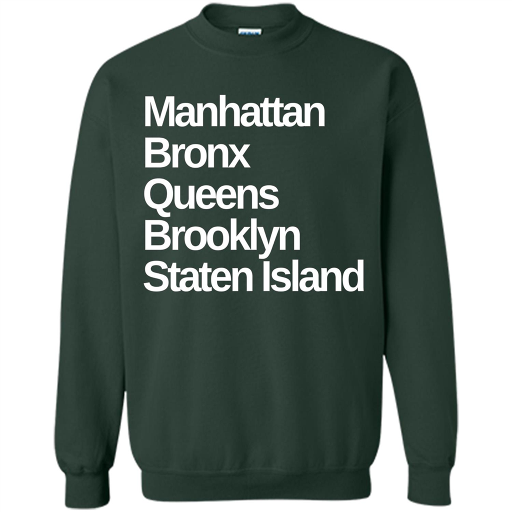 New York 5 Boroughs T-shirt Manhattan Bronx Queens Brooklyn Staten Island Forest Green