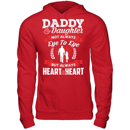 Daddy & Daughter - Not Always Eye To Eye But Always Heart To Heart T-shirt Gildan - Pullover Hoodie Red
