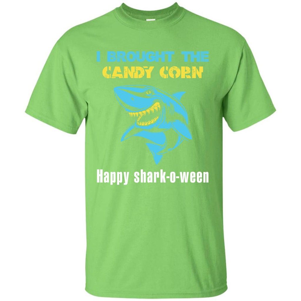 Shark T-shirt I Brought The Candy Corn Happy Shark-o-ween T-shirt Lime