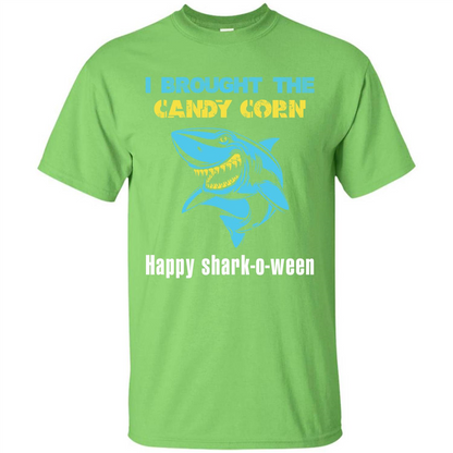 Shark T-shirt I Brought The Candy Corn Happy Shark-o-ween T-shirt Lime