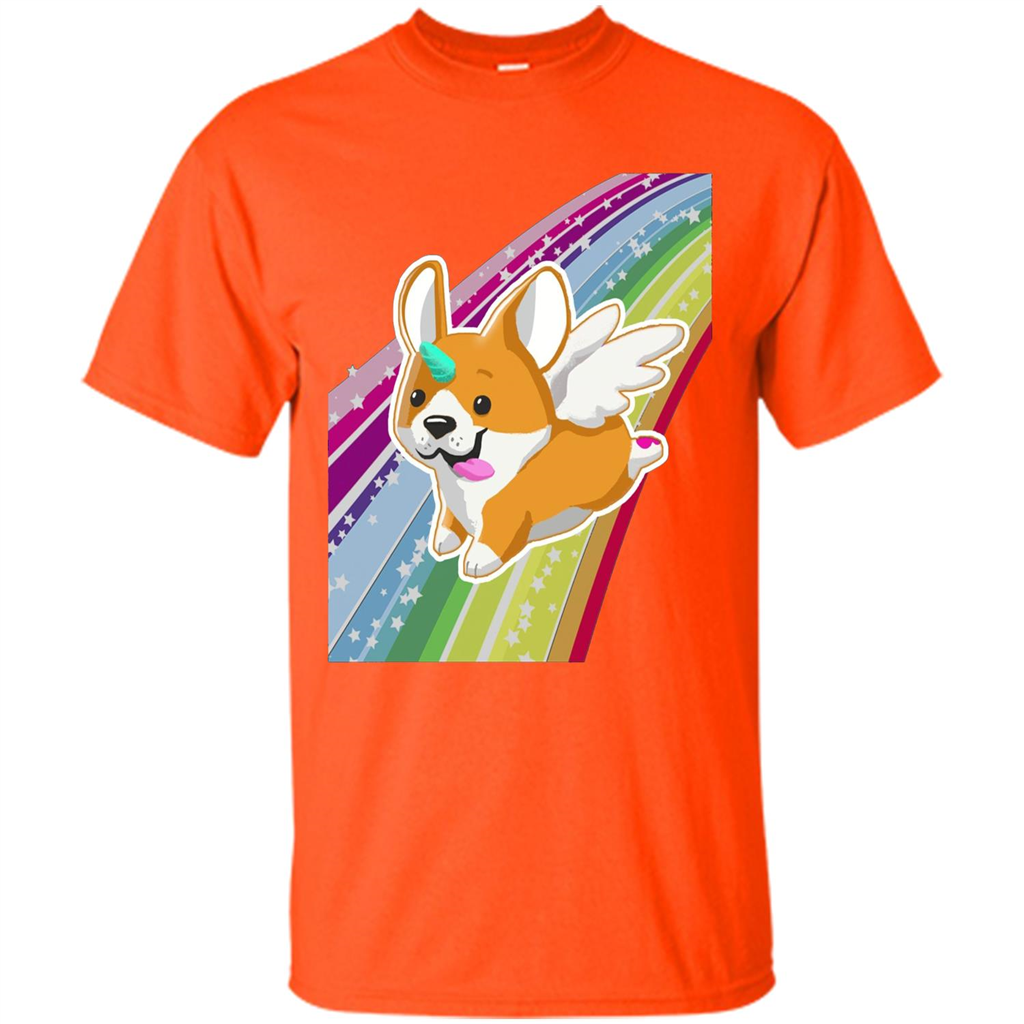 Rainbow Unicorg Corgi Lover T-shirt Orange