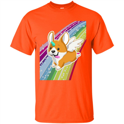 Rainbow Unicorg Corgi Lover T-shirt Orange