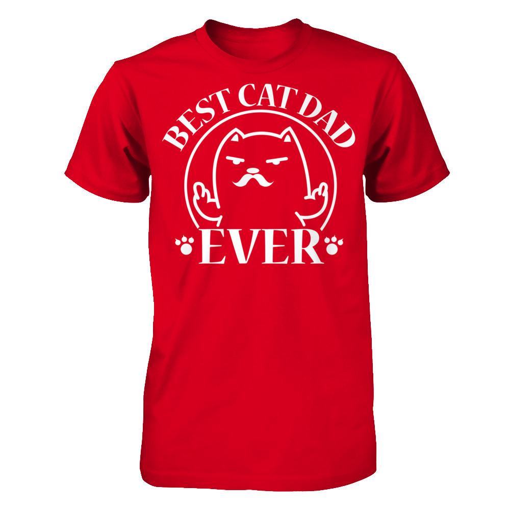 Best Cat Dad Ever T-shirt Next Level - Unisex Fitted Tee Red