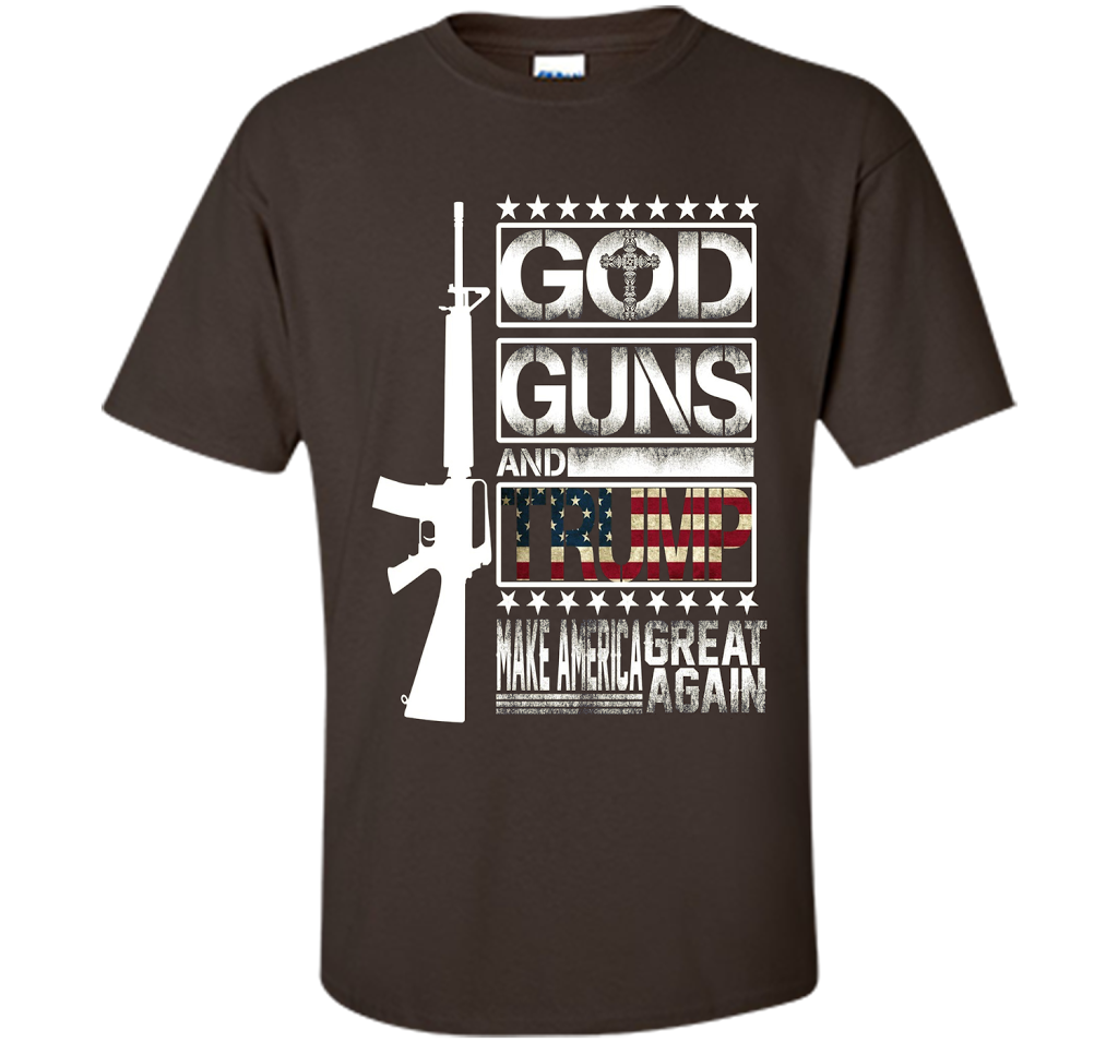 GOD Guns &amp; Trump 2nd Amendment T-Shirt shirt Dark Chocolate