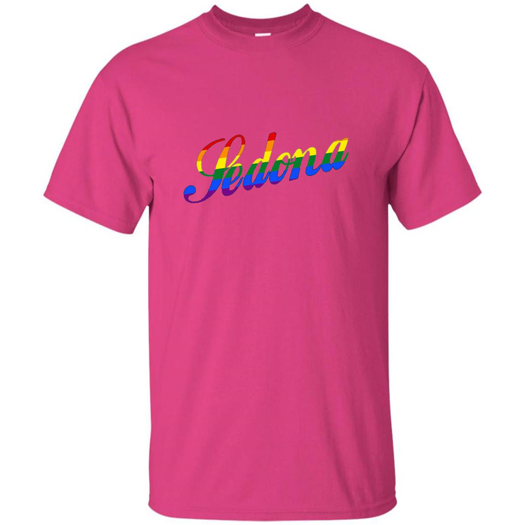 Sedona AZ Arizona LGBTQ Rainbow Flag T-shirt Heliconia