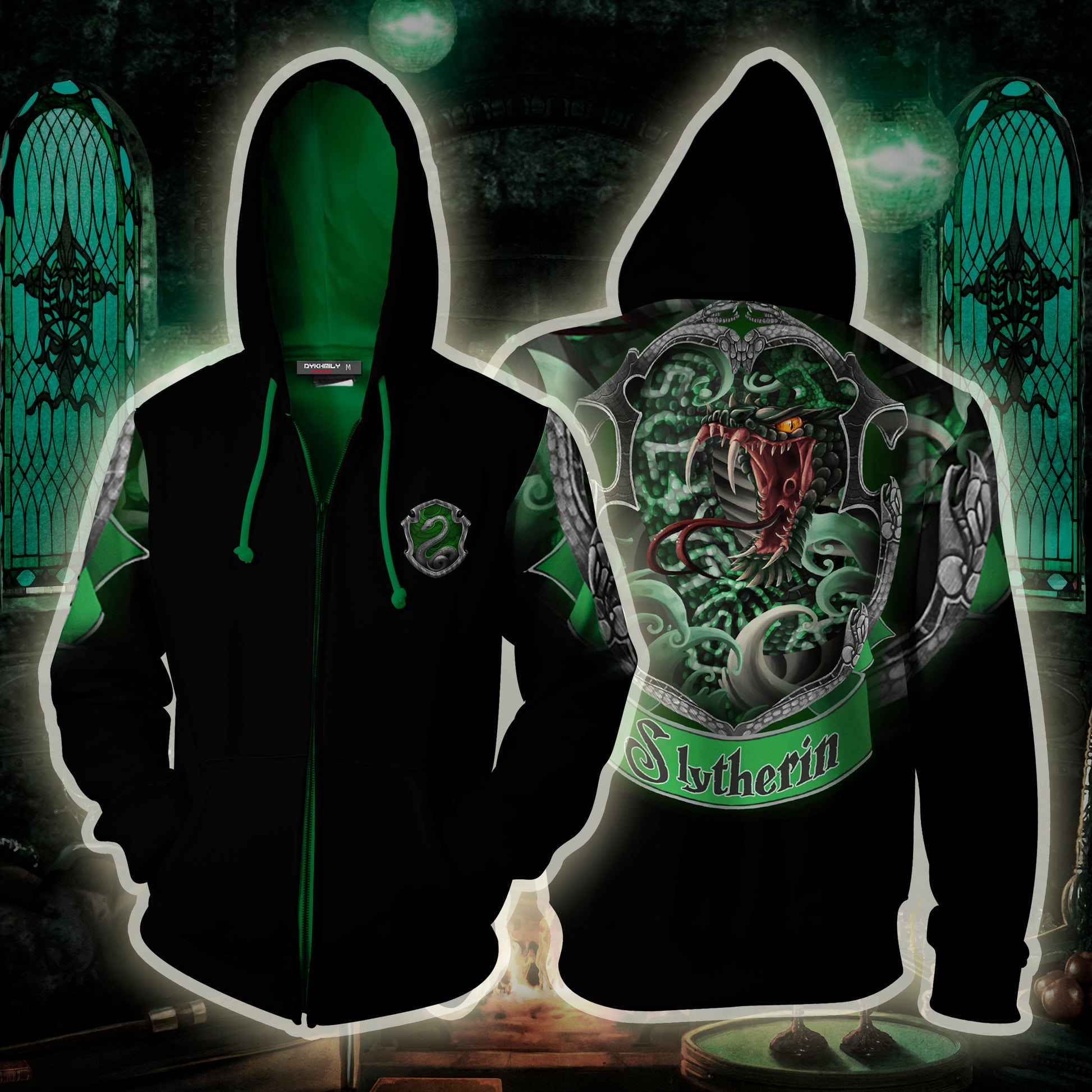 Slytherin Hogwarts Harry Potter Zip Up Hoodie Slytherin