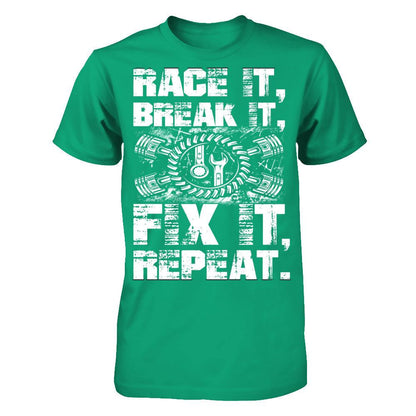 Race It, Break It, Fix It, Repeat Gildan - Short Sleeve Tee Kelly Green