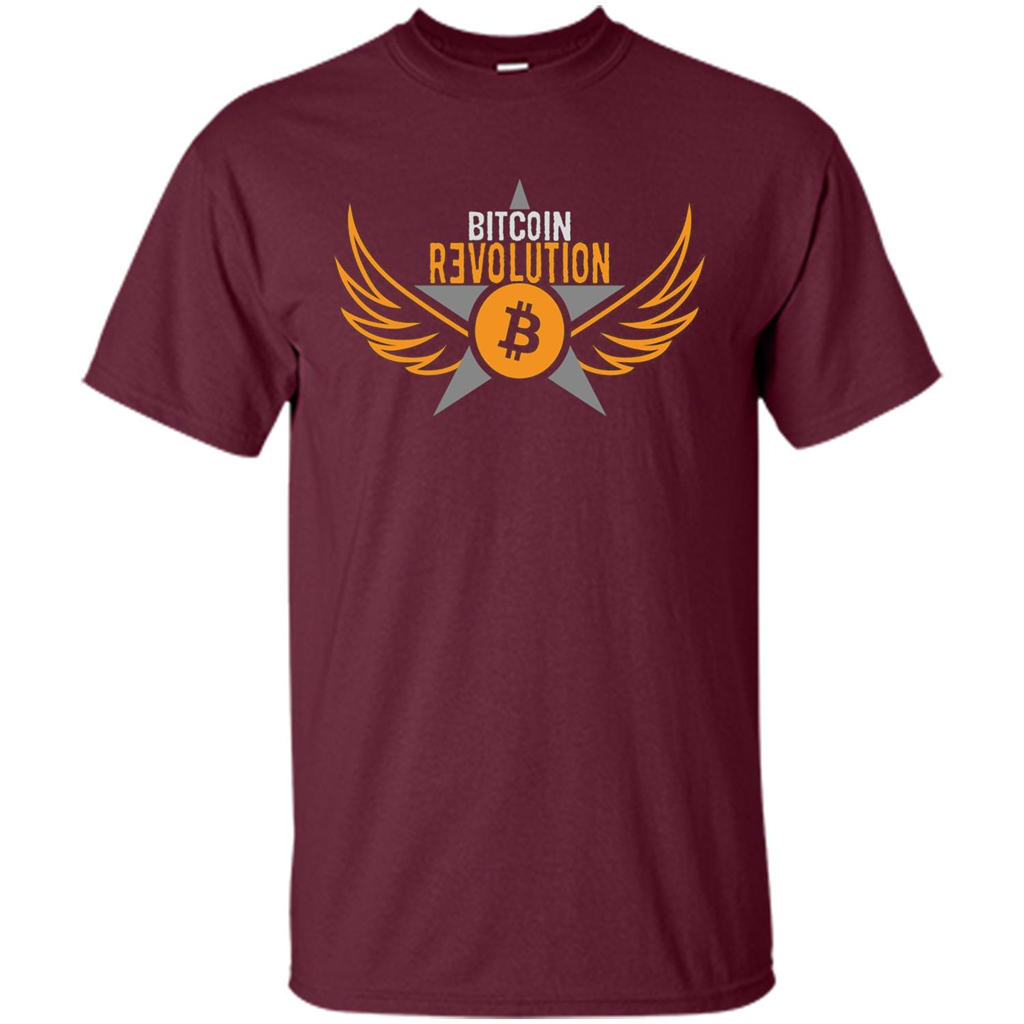 Bitcoin T-shirt Cool Cryptocurrency Revolution BTC Logo T-shirt Maroon