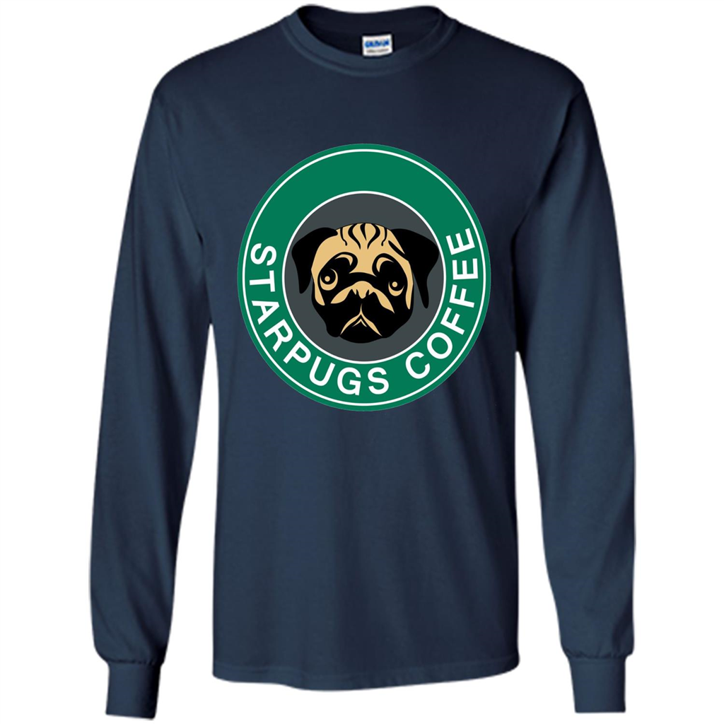 Starpugs Coffee T-shirt Pug Dog Lover T-shirt Navy