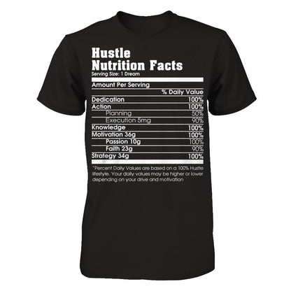 Hustle Nutrition Facts T-shirt Next Level - Unisex Fitted Tee Black