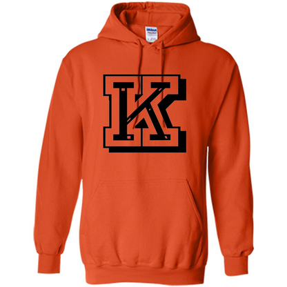 Letter K Initial T-Shirt for Names or Spelling Words Orange