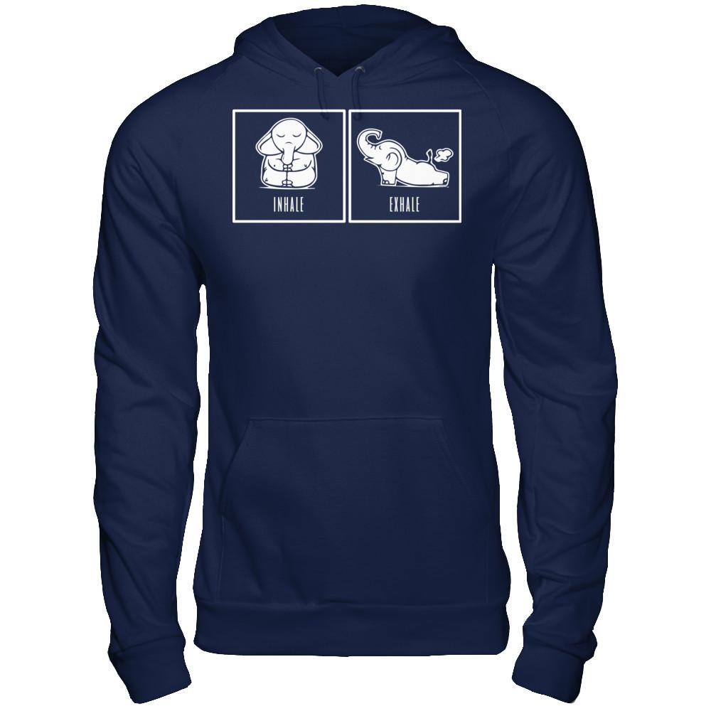 Elephant Inhale - Exhale T-shirt Gildan - Pullover Hoodie Navy