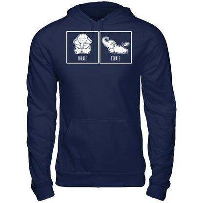 Elephant Inhale - Exhale T-shirt Gildan - Pullover Hoodie Navy