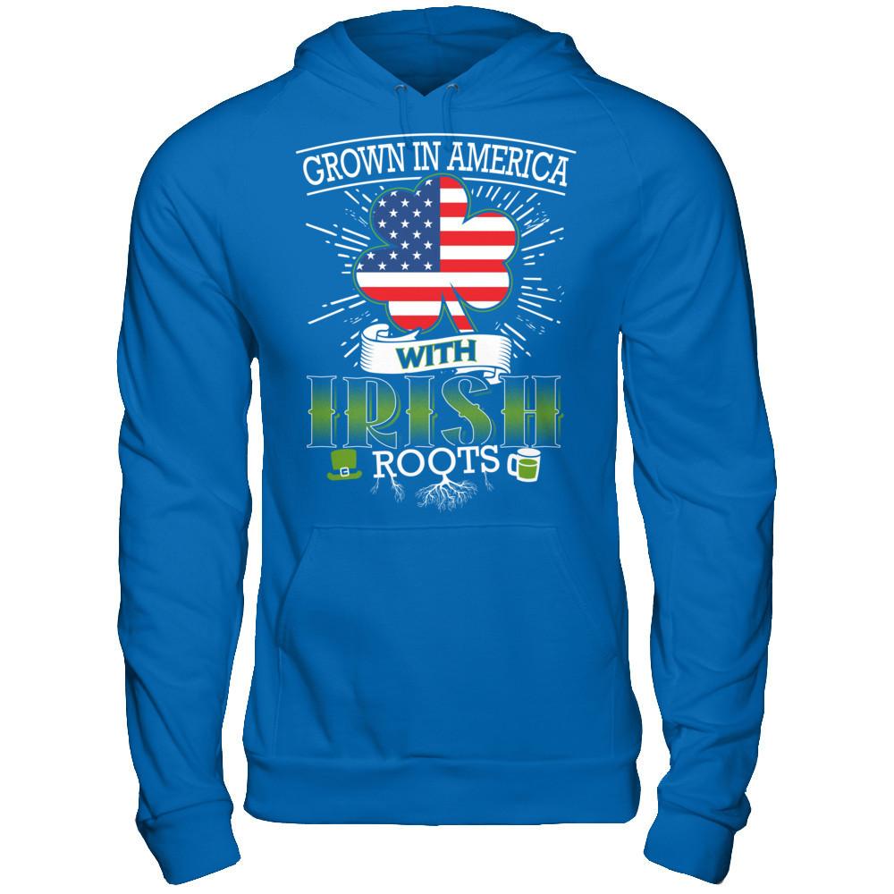 Grown In America With Irish Roots T-shirt Gildan - Pullover Hoodie Royal