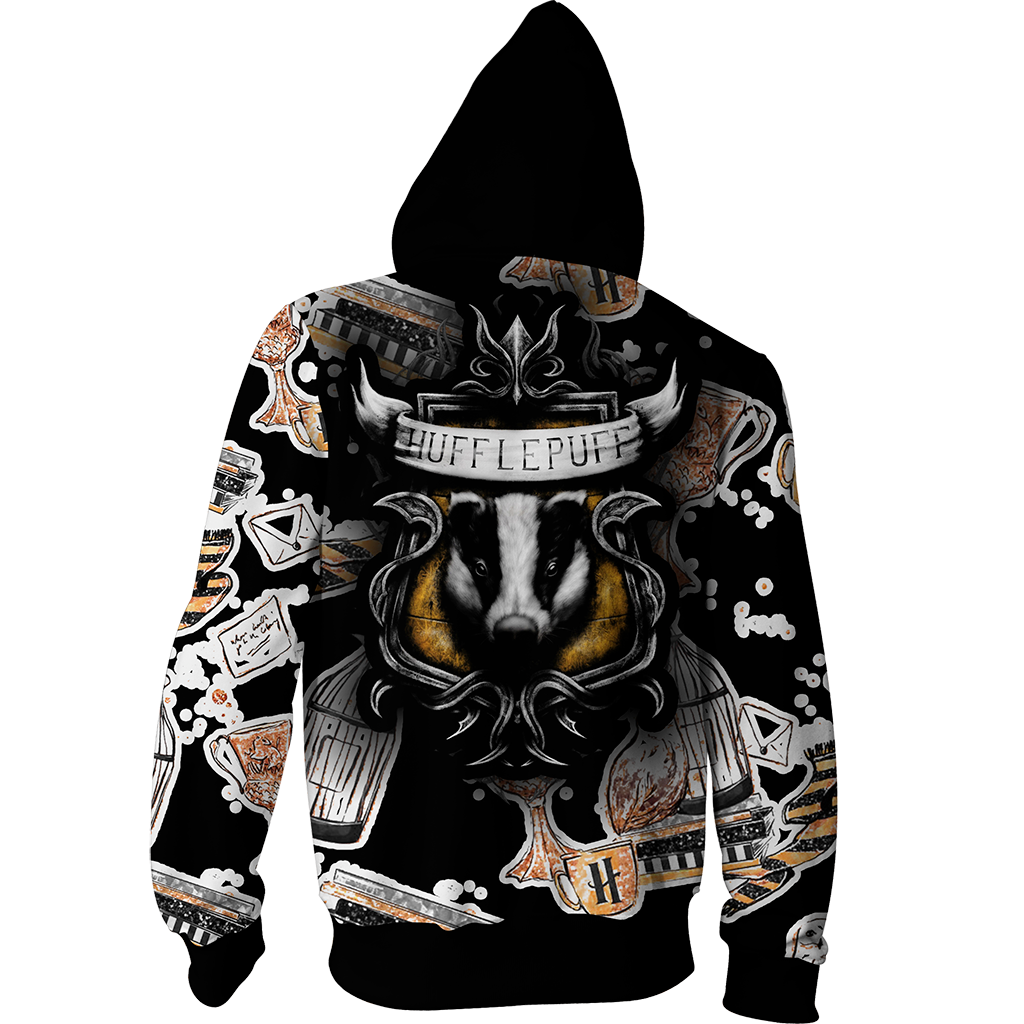 The Hufflepuff Badger Harry Potter New Collection Zip Up Hoodie