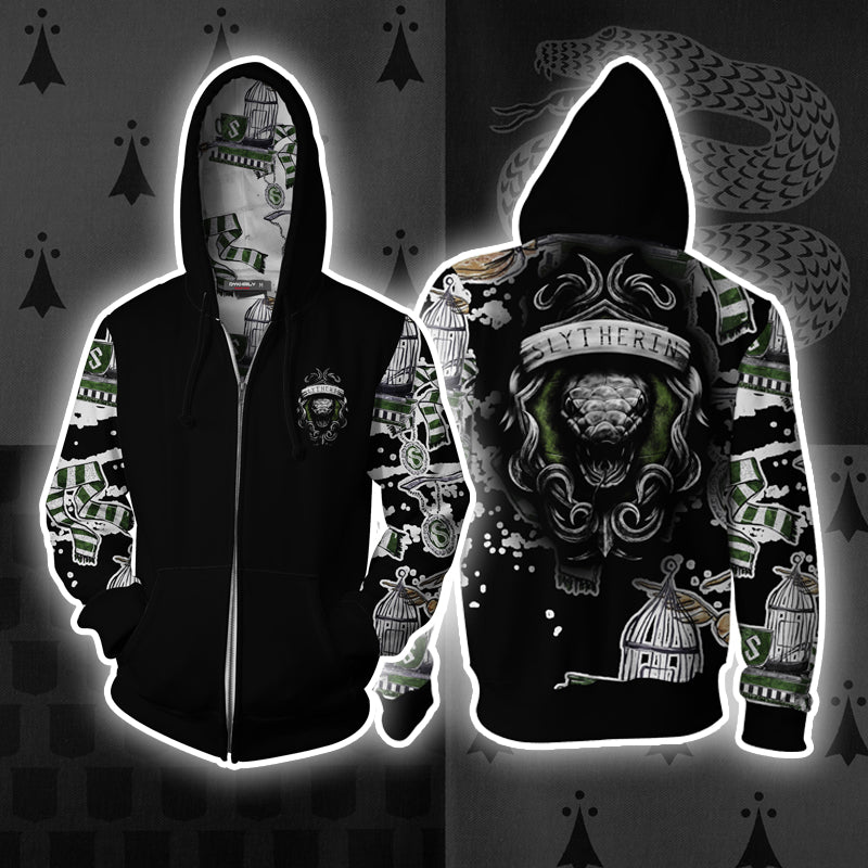The Slytherin Snake Harry Potter New Collection Zip Up Hoodie 4XL