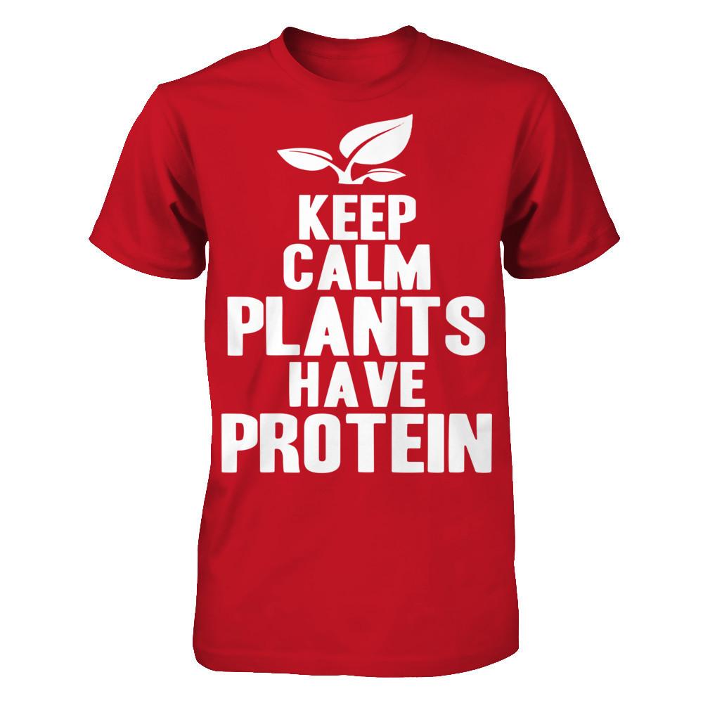 Keep Calm Plants Have Protein Gildan - Short Sleeve Tee Red