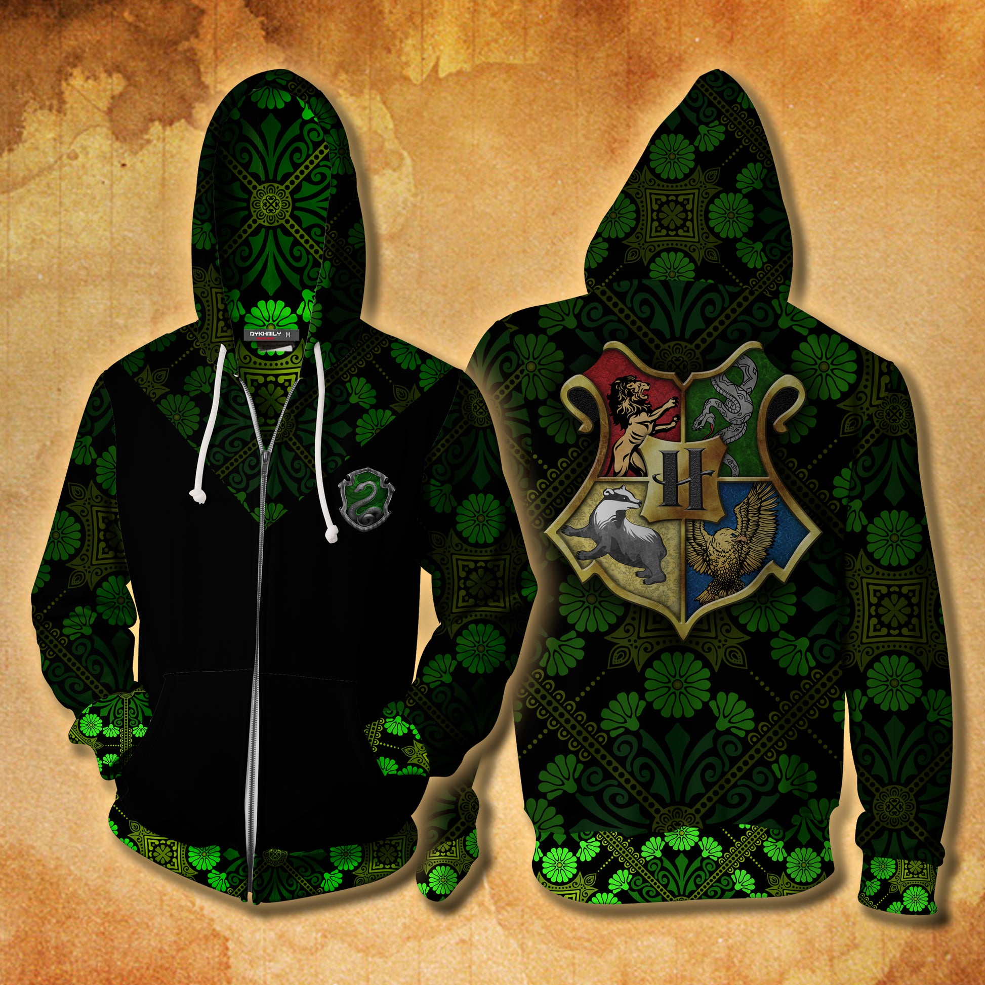 Slytherin House Harry Potter New Collection Zip Up Hoodie 4XL