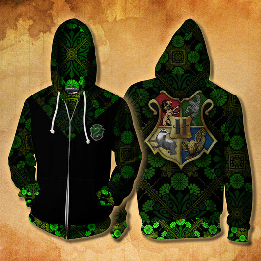 Slytherin House Harry Potter New Collection Zip Up Hoodie 4XL