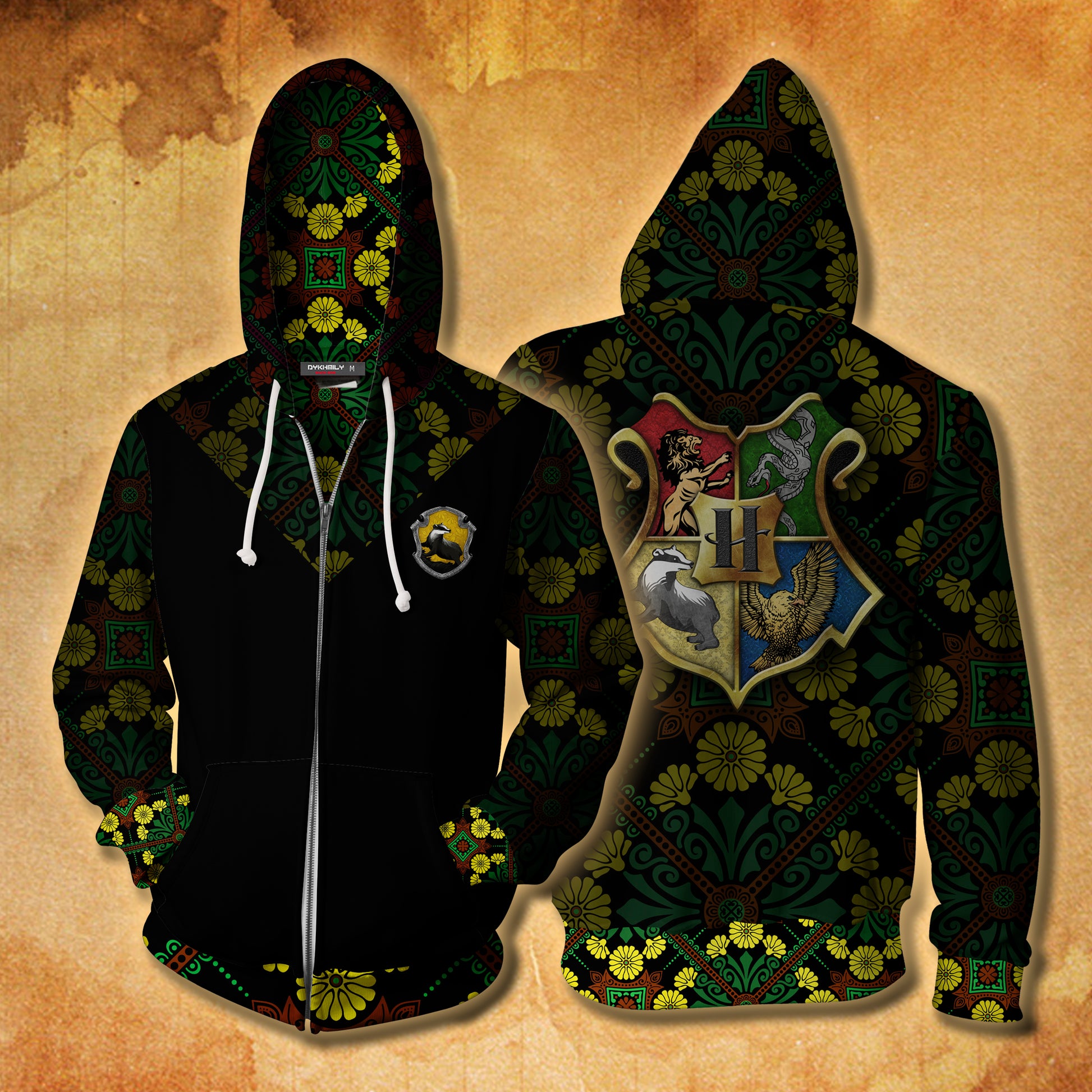 Hufflepuff House Harry Potter New Collection Zip Up Hoodie 4XL
