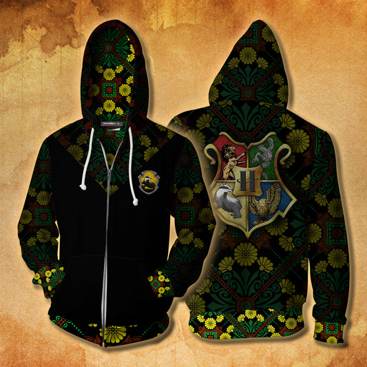 Hufflepuff House Harry Potter New Collection Zip Up Hoodie 4XL