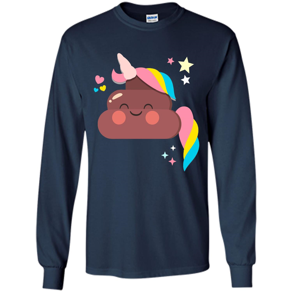 Emoji Happy Unicorn Poop Funny T-shirt Navy