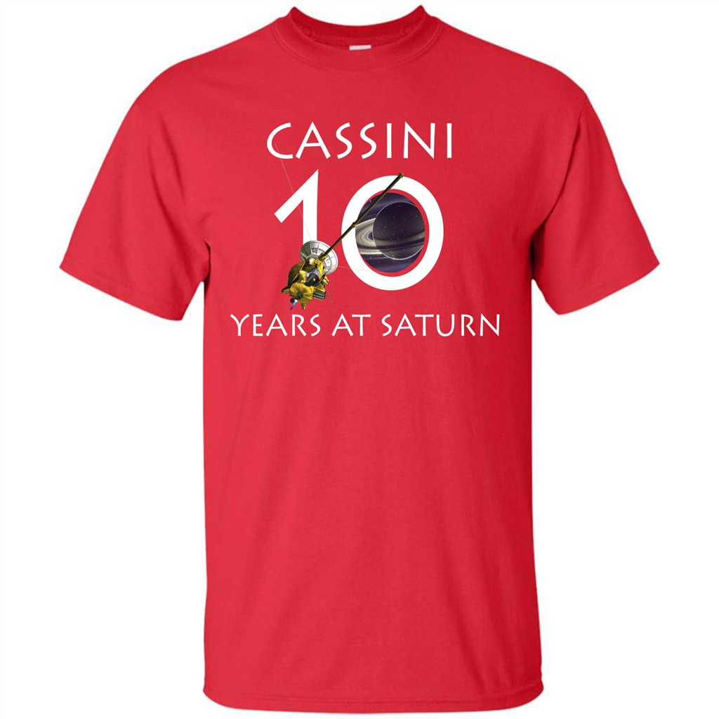 Cassini Grand Finale T-shirt Cassini 10 Years At Saturn T-shirt Red