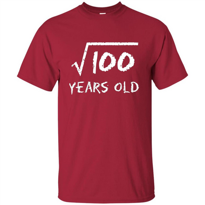 Square Root Of 100 T-shirt 10th Birthday 10 Years Old T-Shirt Cardinal